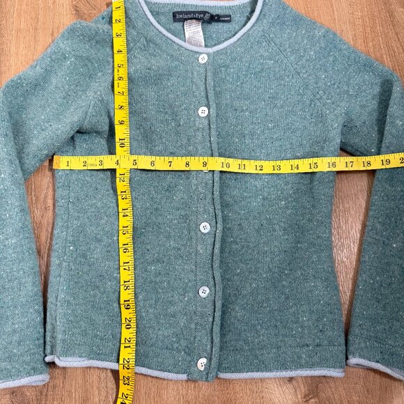 Irelands Eye Women's Wool Cashmere Green Cardigan Irish Coastal Earthy M - Picture 4 of 6